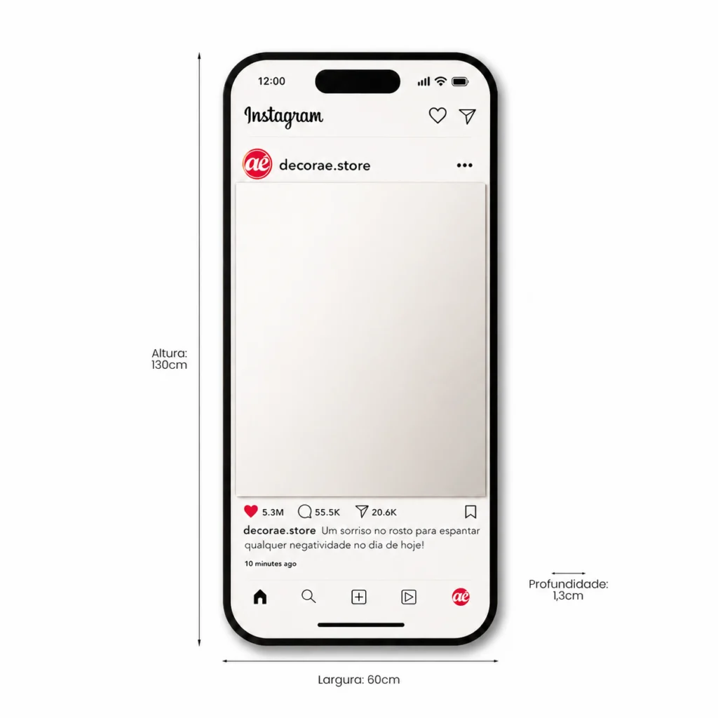 Espelho Instagram Sem Led  Para Eventos 1.30m