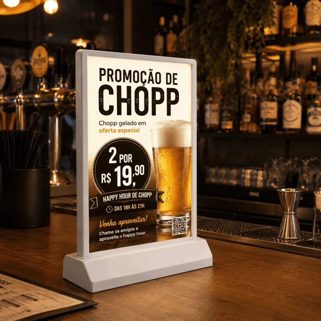 Painel Luminoso A4 de Mesa Personalizado Vertical LED