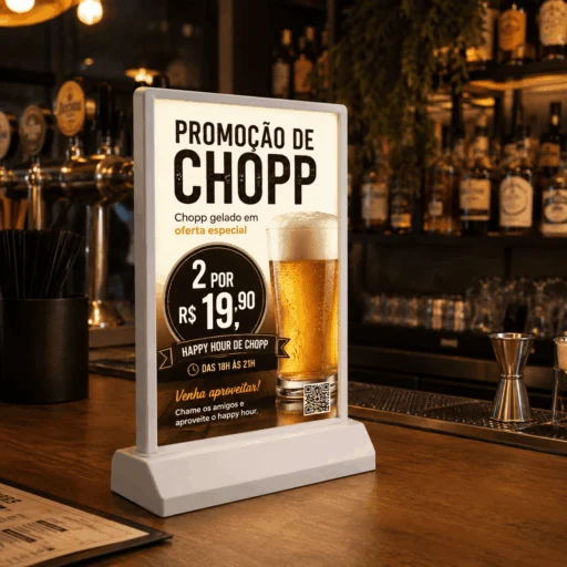 Painel Luminoso A4 de Mesa Personalizado Vertical LED