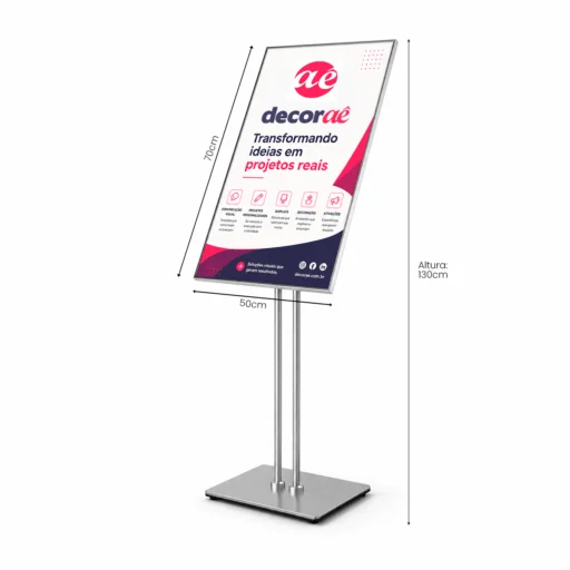 Painel Luminoso LED com Pedestal Personalizado 50x70cm