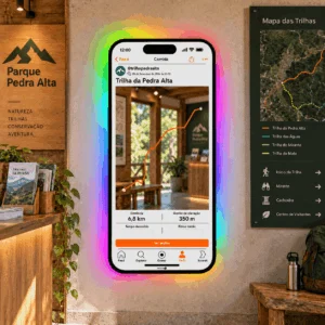 Espelho Strava Personalizado LED RGB Instagramável 130x60cm