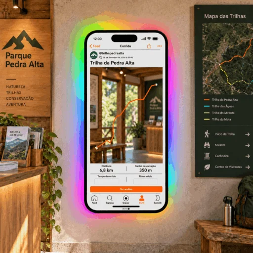 Espelho Strava Personalizado LED RGB Instagramável 130x60cm