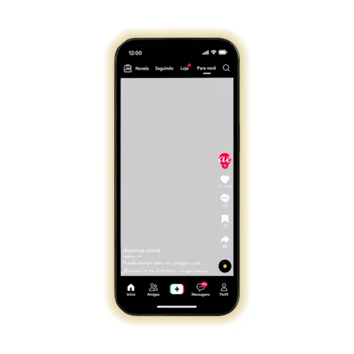 Espelho TikTok LED Decorativo Formato Celular Instagramável 90x41,5cm