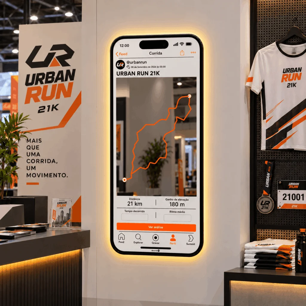 Espelho Strava Personalizado LED Instagramável 130x60cm