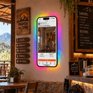 Espelho Strava Personalizado LED RGB Instagramável 90x41,5cm