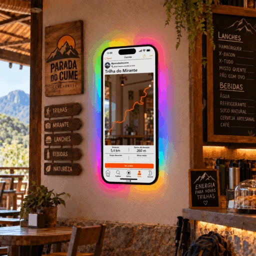 Espelho Strava Personalizado LED RGB Instagramável 90x41,5cm