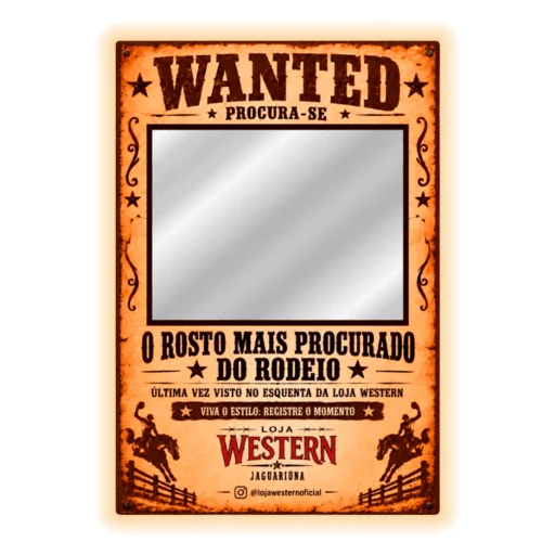Espelho Wanted Personalizado LED Instagramável 135x96cm