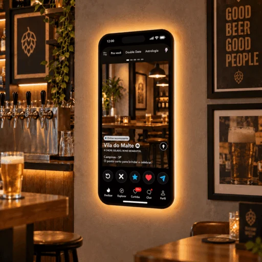 Espelho Tinder Personalizado LED Instagramável 90x41,5cm