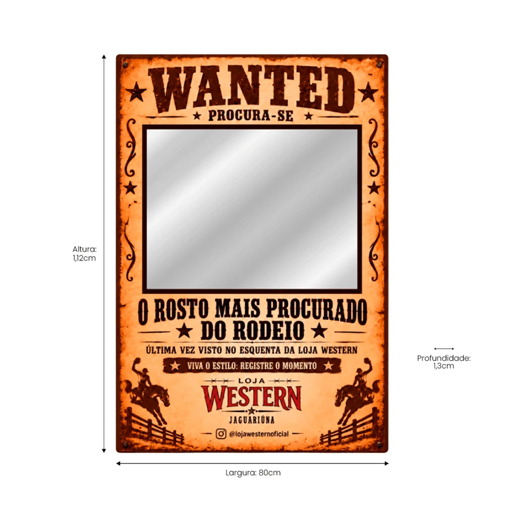 Espelho Wanted Personalizado Instagramável 112x80cm