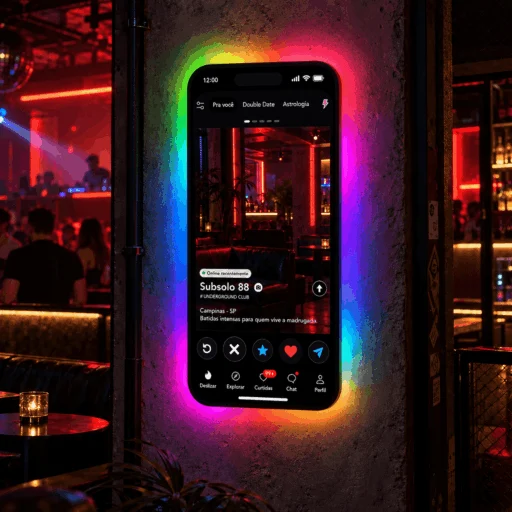 Espelho Tinder Personalizado LED RGB Instagramável 90x41,5cm