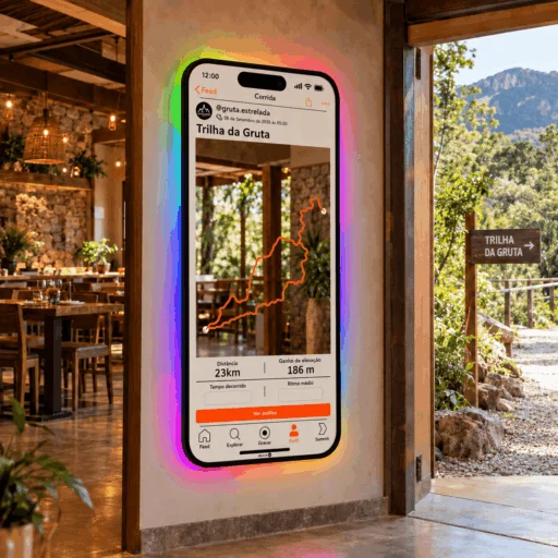 Espelho Strava Personalizado LED RGB Instagramável 160x74cm