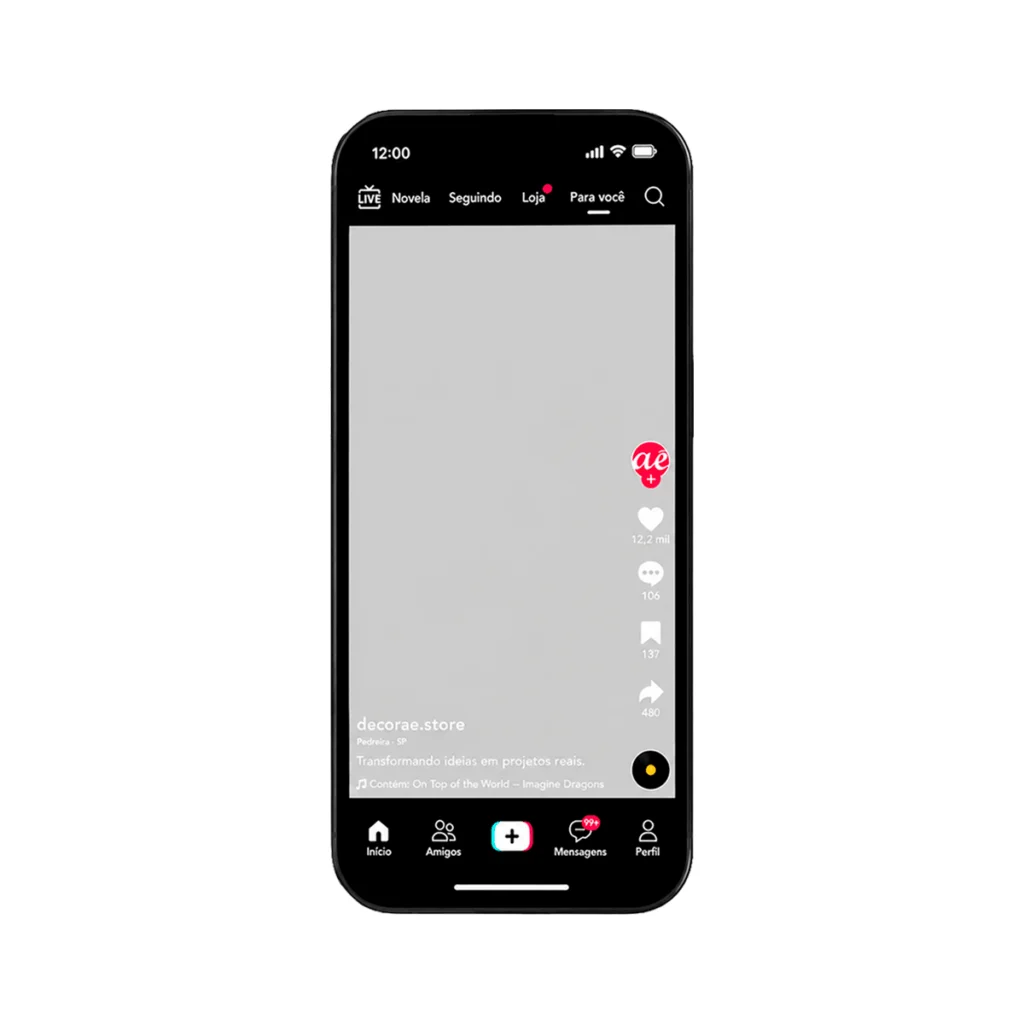 Espelho TikTok Decorativo Formato Celular Instagramável 90x41,5cm