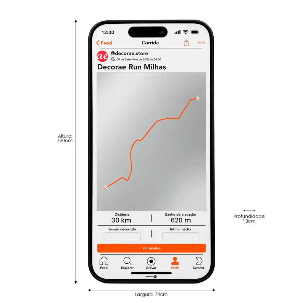 Espelho Strava Personalizado Instagramável 160x74cm