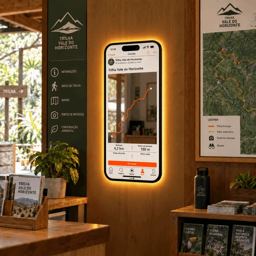 Espelho Strava Personalizado LED Instagramável 90x41,5cm