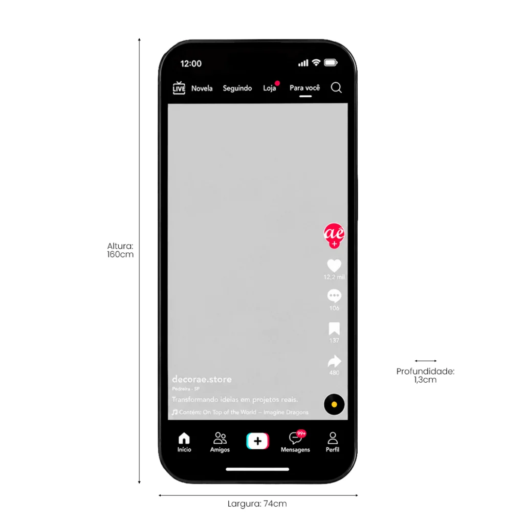 Espelho TikTok Personalizado Instagramável 160x74