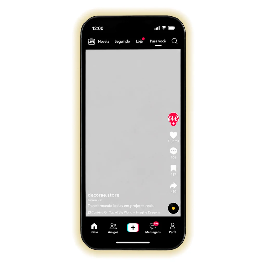 Espelho TikTok Personalizado com LED Instagramável 160x74