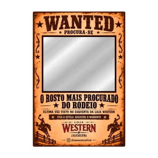 Espelho Wanted Personalizado Instagramável 135x96cm