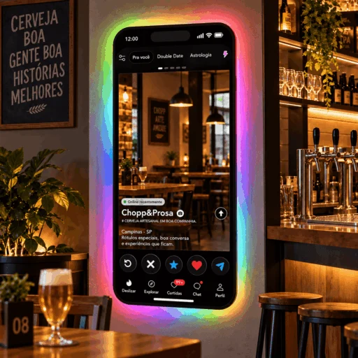 Espelho Tinder Personalizado LED RGB Instagramável 130x60cm