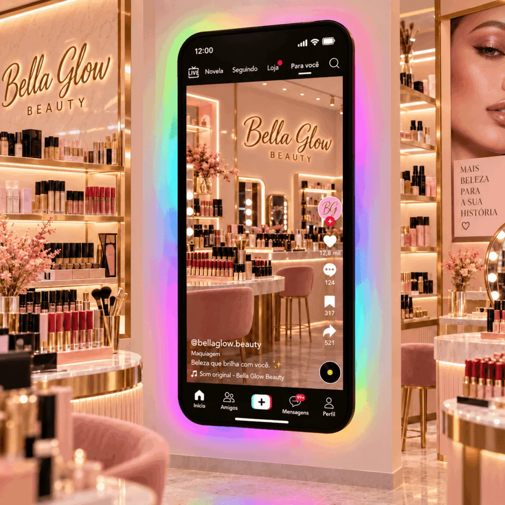 Espelho TikTok Personalizado LED RGB Instagramável 160x74
