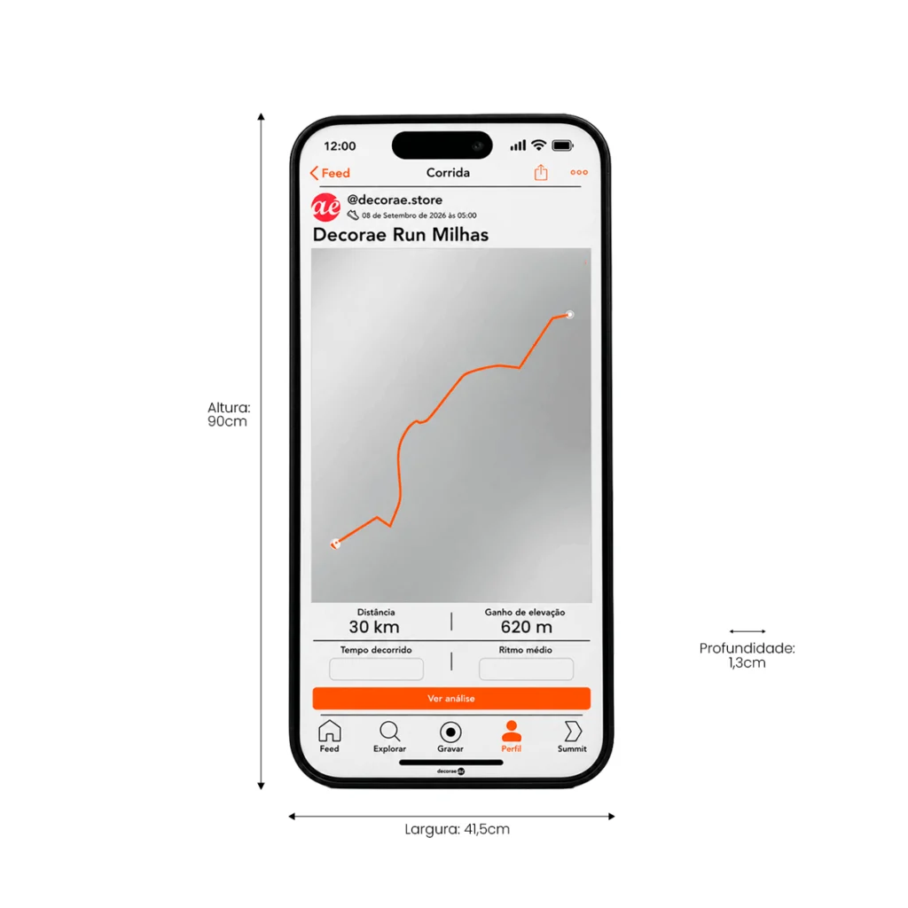 Espelho Strava Personalizado Instagramável 90x41,5cm